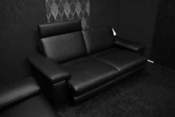 Steinpol Polstergruppen|Garnitur Charly Leder Dolcia Schwarz 58-944 mit Elektrischer Relaxfunktion