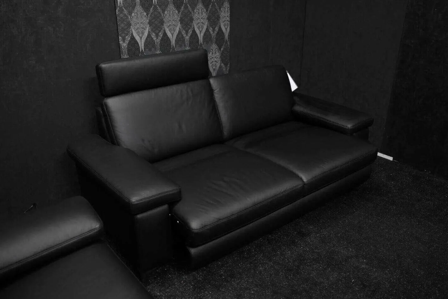 Steinpol Polstergruppen|Garnitur Charly Leder Dolcia Schwarz 58-944 mit Elektrischer Relaxfunktion