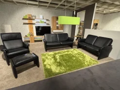 Erpo Polstergruppen|Garnitur City Leder 43.876 Dunkelblau mit Sessel und Hocker