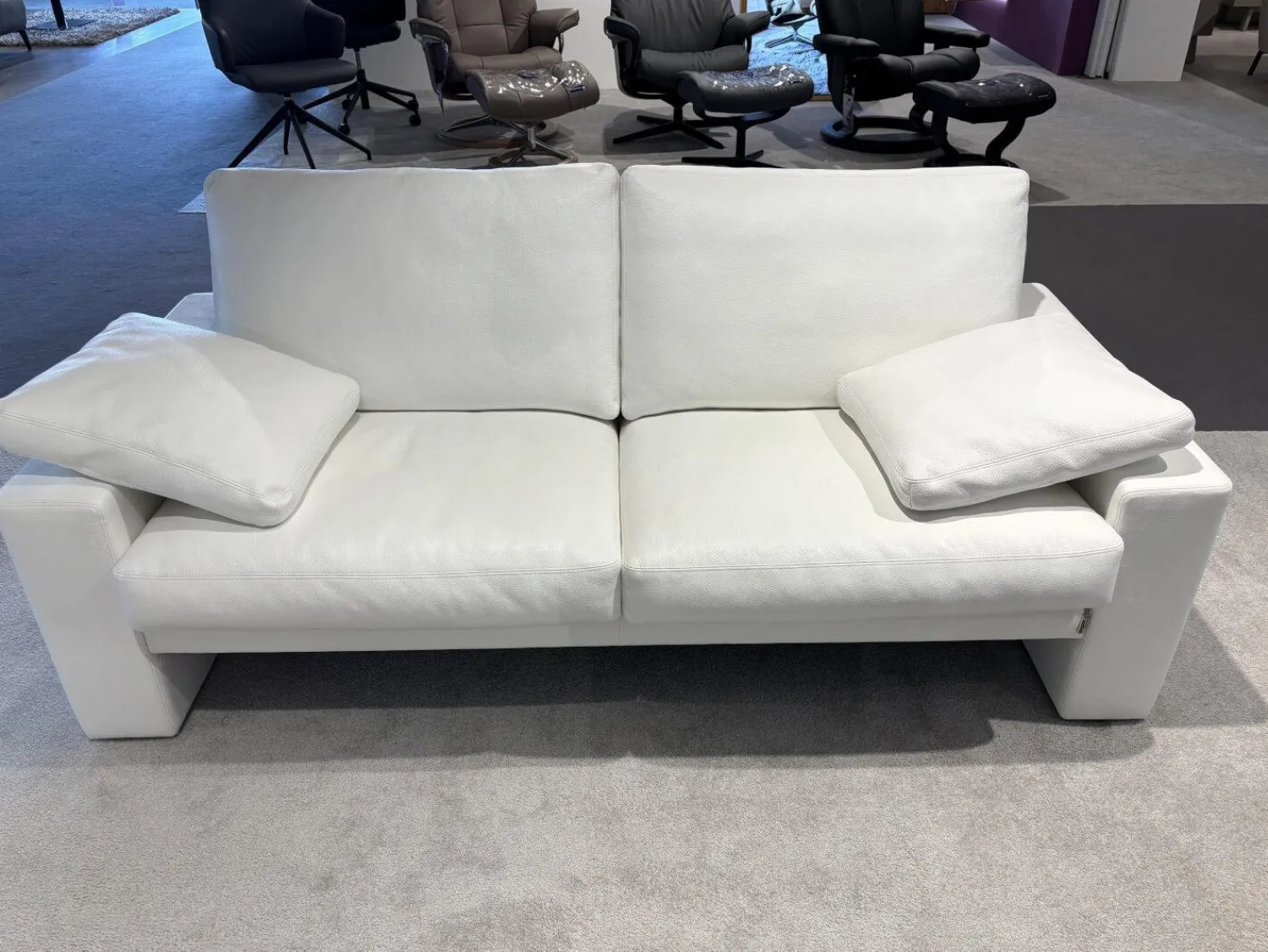 Erpo Polstergruppen|Garnitur Classics 100 Leder Weiß mit Armlehnen Kissen und Kopfstütze