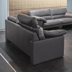 Erpo Polstergruppen|Garnitur Einzelsofa GA210 Mit Sessel GA200 Bezug Leder 43.059 Grau Inklusive Kopfstütze