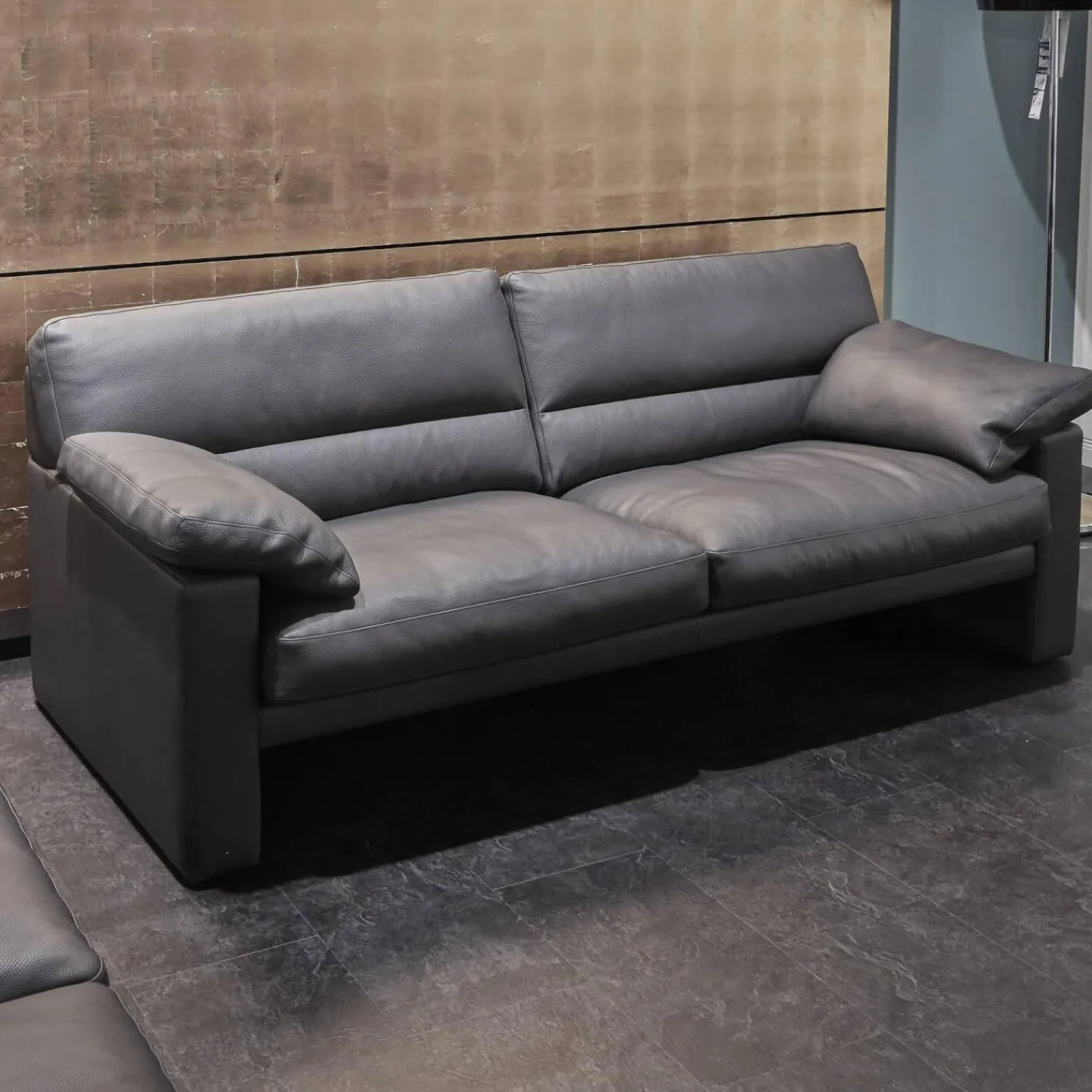 Erpo Polstergruppen|Garnitur Einzelsofa GA210 Mit Sessel GA200 Bezug Leder 43.059 Grau Inklusive Kopfstütze