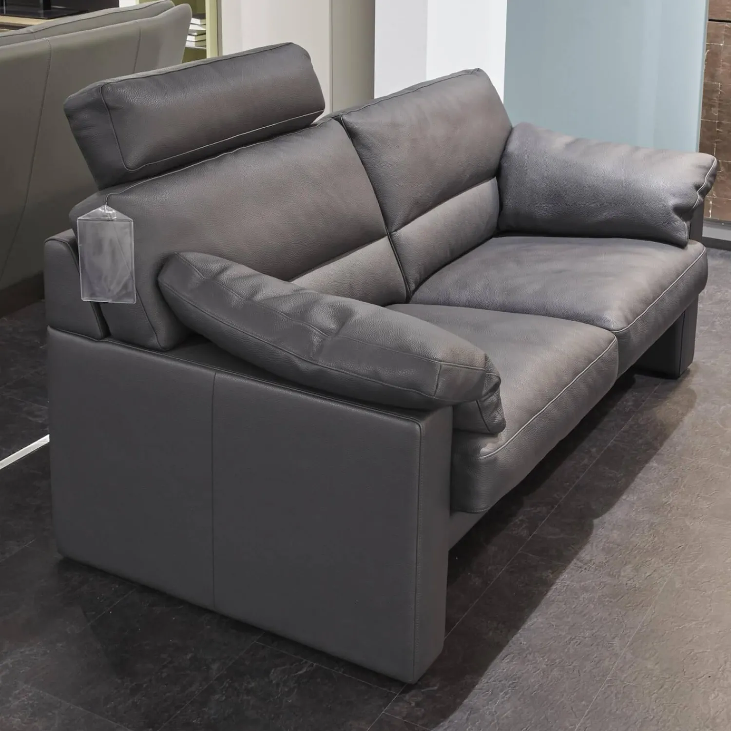 Erpo Polstergruppen|Garnitur Einzelsofa GA210 Mit Sessel GA200 Bezug Leder 43.059 Grau Inklusive Kopfstütze