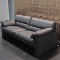 Erpo Polstergruppen|Garnitur Einzelsofa GA210 Mit Sessel GA200 Bezug Leder 43.059 Grau Inklusive Kopfstütze