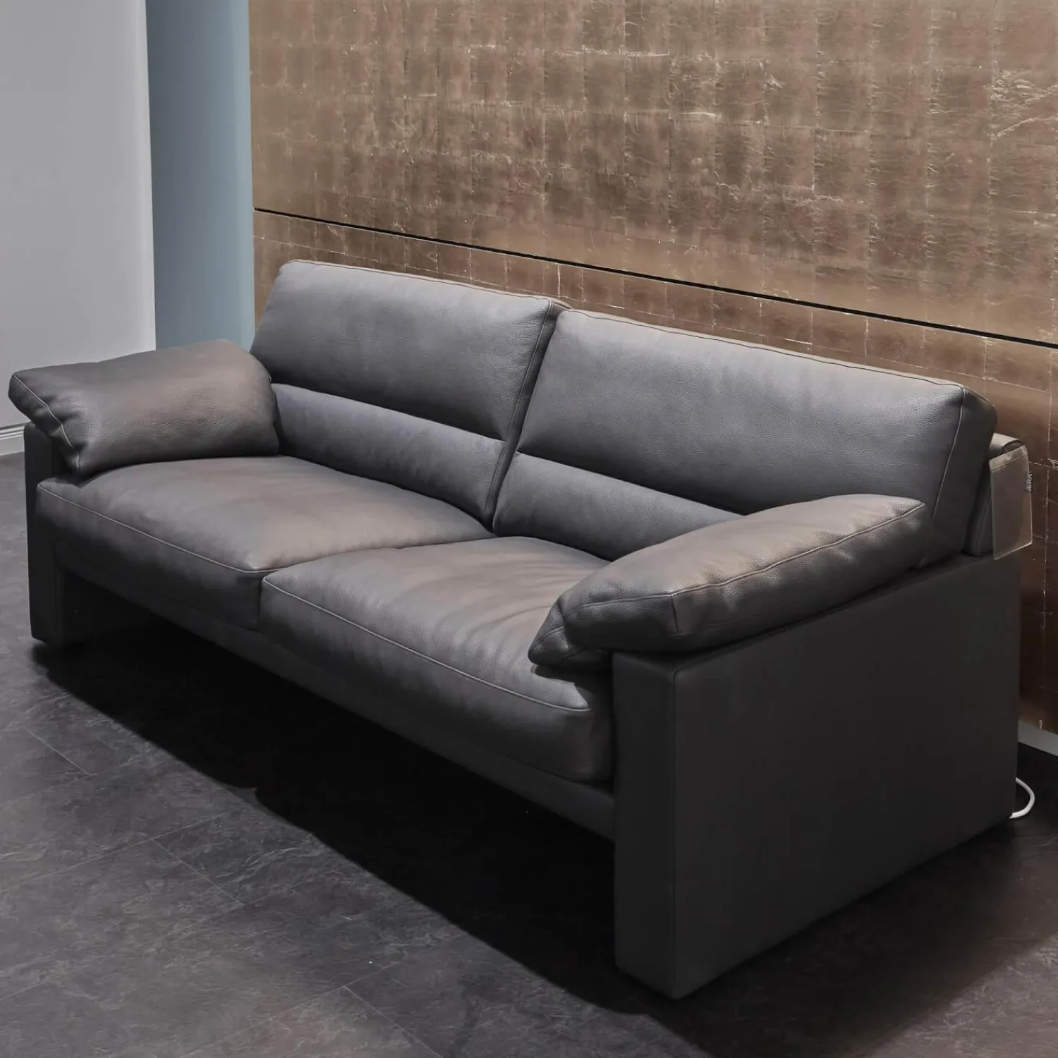 Erpo Polstergruppen|Garnitur Einzelsofa GA210 Mit Sessel GA200 Bezug Leder 43.059 Grau Inklusive Kopfstütze