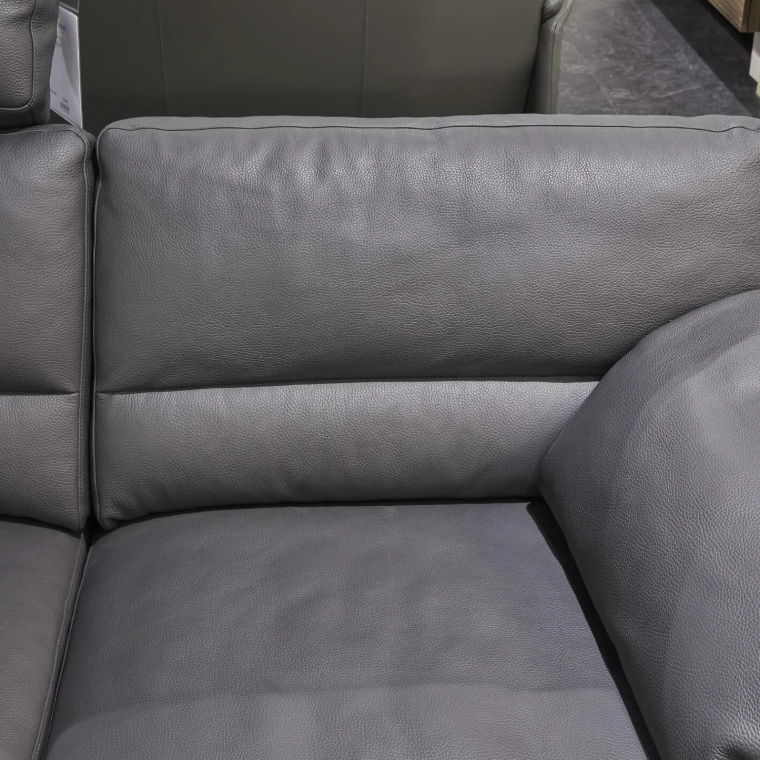 Erpo Polstergruppen|Garnitur Einzelsofa GA210 Mit Sessel GA200 Bezug Leder 43.059 Grau Inklusive Kopfstütze