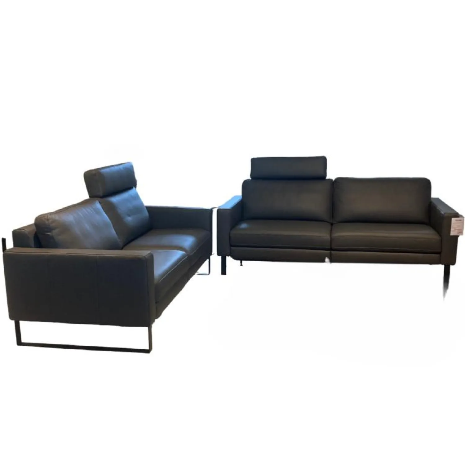 DFM Polstergruppen|Garnitur Enna LD Leder WM Anthrazit Füße Metall Schwarz