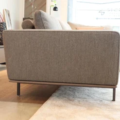 Molteni & C Polstergruppen|Garnitur Gregor Stoff Kameo K0591 Grau Leder Siria S1221 Tortora Grau Gestell Zinnfarbig Braun Mit Kissen