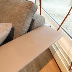 Molteni & C Polstergruppen|Garnitur Gregor Stoff Kameo K0591 Grau Leder Siria S1221 Tortora Grau Gestell Zinnfarbig Braun Mit Kissen