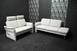 Steinpol Polstergruppen|Garnitur Jane Stoff Ramona Silver Grau mit Elektrischer Relaxfunktion und Vorziehsitz