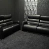 Steinpol Polstergruppen|Garnitur Lenny Leder Dolcia schwarz mit 2 x Motor Relax +Heizung und 2 x manuell Relax
