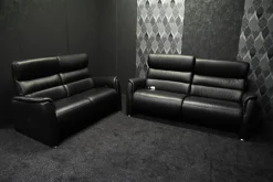 Steinpol Polstergruppen|Garnitur Lenny Leder Dolcia schwarz mit 2 x Motor Relax +Heizung und 2 x manuell Relax