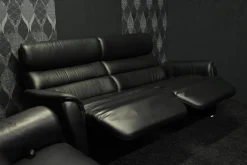 Steinpol Polstergruppen|Garnitur Lenny Leder Dolcia schwarz mit 2 x Motor Relax +Heizung und 2 x manuell Relax