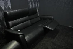 Steinpol Polstergruppen|Garnitur Lenny Leder Dolcia schwarz mit 2 x Motor Relax +Heizung und 2 x manuell Relax