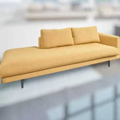 Bielefelder Werkstätten Polstergruppen|Garnitur Long Island 2/75 Stoff Promise JA1629/040 Gelb mit Tisch und Anbauelement