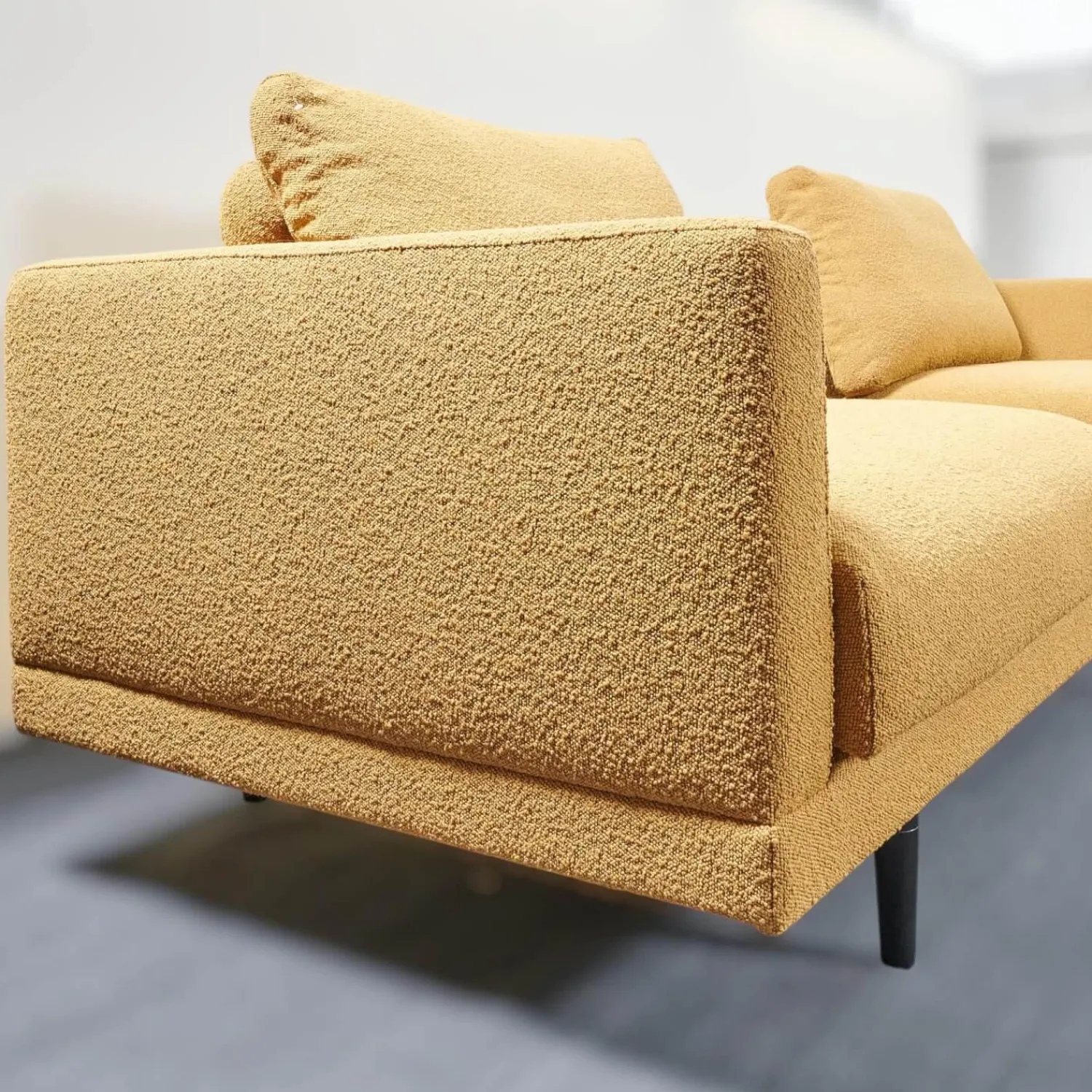 Bielefelder Werkstätten Polstergruppen|Garnitur Long Island 2/75 Stoff Promise JA1629/040 Gelb mit Tisch und Anbauelement