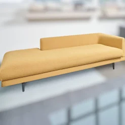 Bielefelder Werkstätten Polstergruppen|Garnitur Long Island 2/75 Stoff Promise JA1629/040 Gelb mit Tisch und Anbauelement