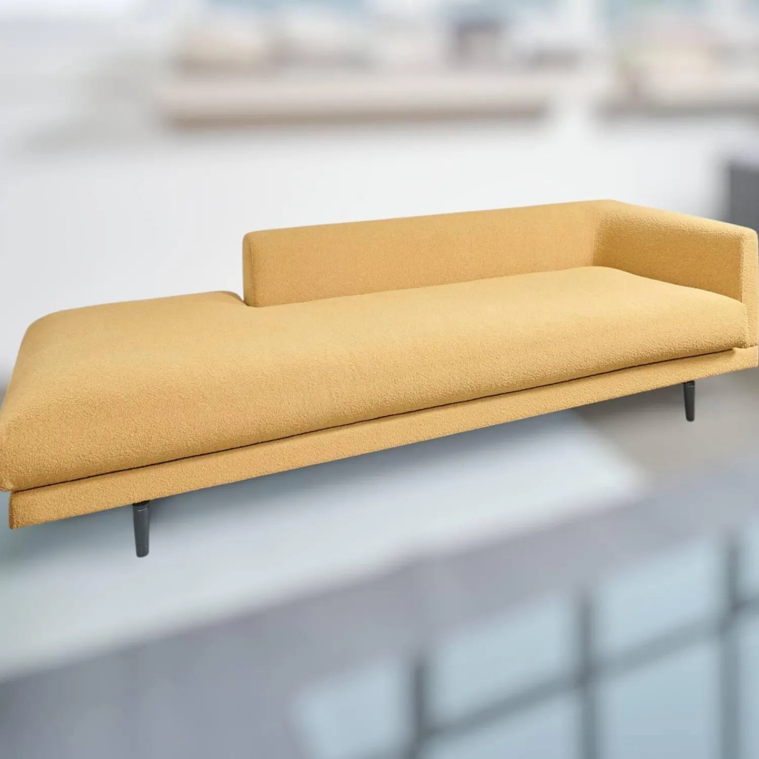 Bielefelder Werkstätten Polstergruppen|Garnitur Long Island 2/75 Stoff Promise JA1629/040 Gelb mit Tisch und Anbauelement