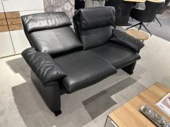 Erpo Polstergruppen|Garnitur Lugano Leder 250.100 Schwarz mit Sessel und Hocker