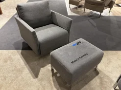 Erpo Polstergruppen|Garnitur Modena 220 Stoff Prairie 2022.78 Grau Füße Chrom 2 Sofas 1 Sessel 1 Hocker