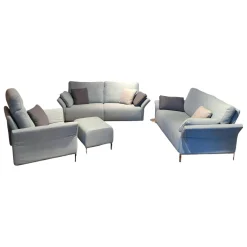 Erpo Polstergruppen|Garnitur Modena Stoff 2022.45 Blau 2 Sofas 1 Sessel 1 Hocker