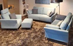 Erpo Polstergruppen|Garnitur Modena Stoff 2022.45 Blau 2 Sofas 1 Sessel 1 Hocker