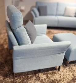 Erpo Polstergruppen|Garnitur Modena Stoff 2022.45 Blau 2 Sofas 1 Sessel 1 Hocker
