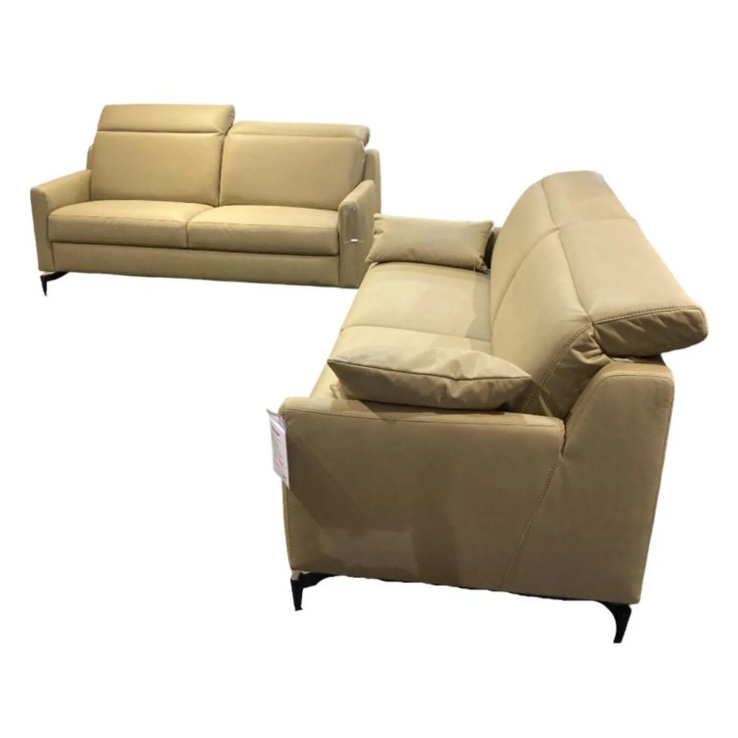 Musterring Polstergruppen|Garnitur MR9120 Stoff Lario Olive Grün Füße Stahl Schwarz Matt 2 Sofas