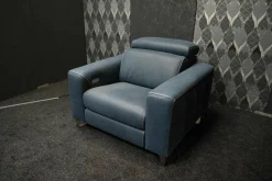 Rossini Polstergruppen|Garnitur Opi Leder Sensation Pilote Blau Sofa und Sessel Elektrisch Verstellbar