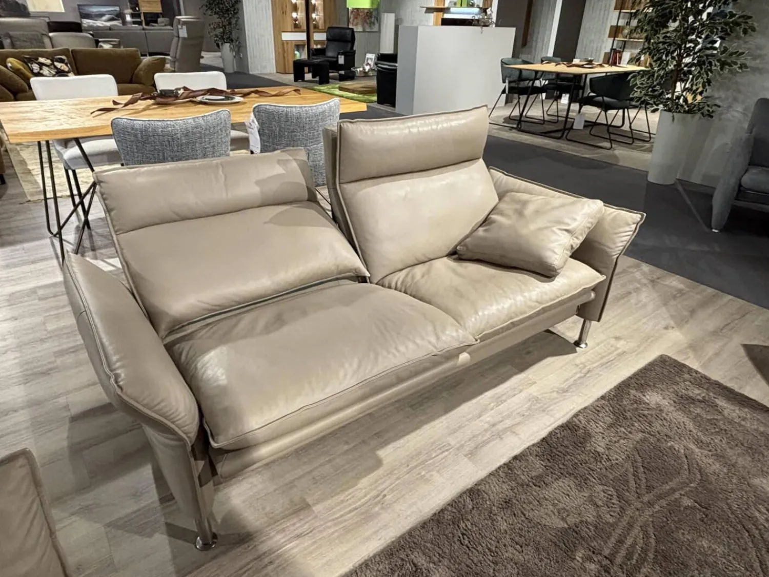 Erpo Polstergruppen|Garnitur Porto 180 Leder 42.400 Stone Grau Fuß Hochglanz