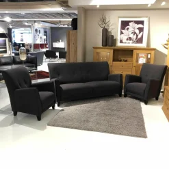 Sinn Polstergruppen|Garnitur Scala 2-1-1 Stoff Anthrazit Füße Schwarz Lackiert