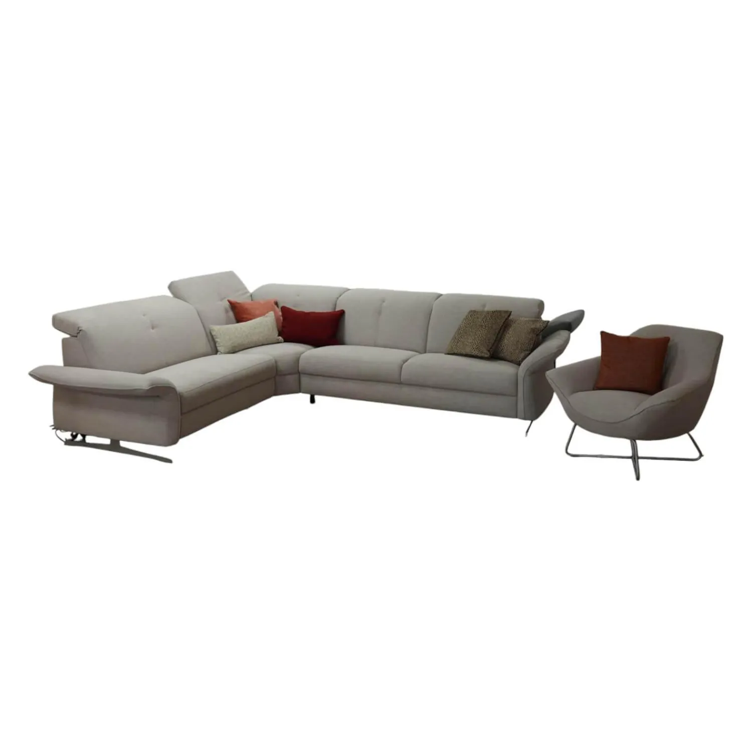 Rom Polstergruppen|Garnitur Sofa Regina mit Sessel Vinson Stoff Escana Naturel