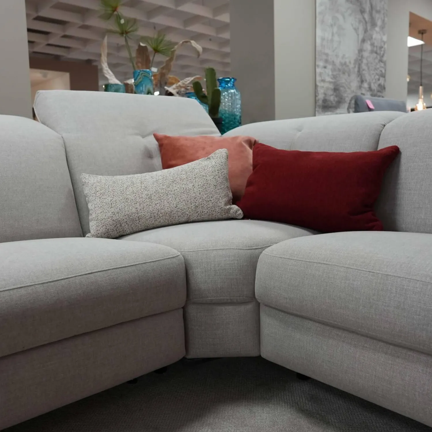 Rom Polstergruppen|Garnitur Sofa Regina mit Sessel Vinson Stoff Escana Naturel