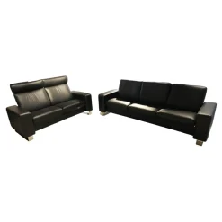 Stressless Polstergruppen|Garnitur Space Leder Paloma Schwarz Füße Edelstahl 2 Sofas