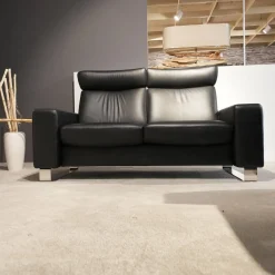 Stressless Polstergruppen|Garnitur Space Leder Paloma Schwarz Füße Edelstahl 2 Sofas