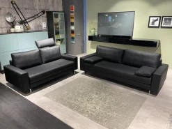 Rolf Benz Polstergruppen|Garnitur Vida Leder 60 500 Schwarz Fuß Spange Glanzchrom