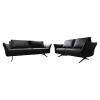 Koinor Polstergruppen|Garnitur Vineto Leder Bull Carbone Faden 1222 Schwarz Inklusive Kissen