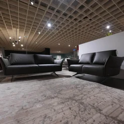 Koinor Polstergruppen|Garnitur Vineto Leder Bull Carbone Faden 1222 Schwarz Inklusive Kissen