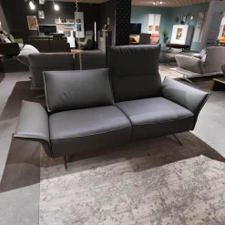 Koinor Polstergruppen|Garnitur Vineto Leder Bull Carbone Faden 1222 Schwarz Inklusive Kissen