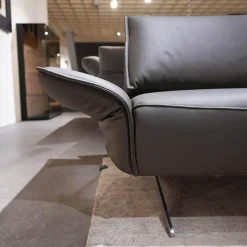 Koinor Polstergruppen|Garnitur Vineto Leder Bull Carbone Faden 1222 Schwarz Inklusive Kissen