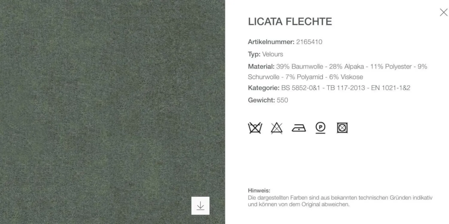 B&B Italia 2-Sitzer-Sofas|Gerades Sofa Camaleonda Stoff Velours Licata Flechte Grün Untergestell MDF Füße Buche Natur