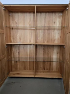 Scholtissek Vitrinen & Highboards|Geschirrschrank Novus Korpus Knorrige Eiche Rustikal Natur Geölt Front Glas Verkehrsgrau Matt Grau