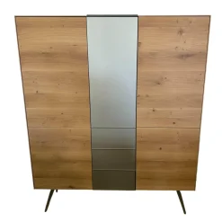 Scholtissek Vitrinen & Highboards|Geschirrschrank Talio Knorrig Eiche Puro Geölt Glas MO 137 Platin Matt Grau