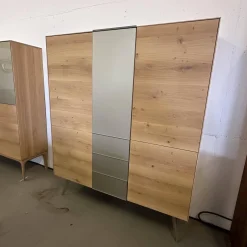Scholtissek Vitrinen & Highboards|Geschirrschrank Talio Knorrig Eiche Puro Geölt Glas MO 137 Platin Matt Grau