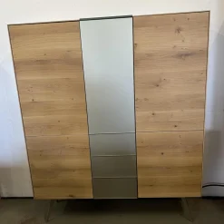 Scholtissek Vitrinen & Highboards|Geschirrschrank Talio Knorrig Eiche Puro Geölt Glas MO 137 Platin Matt Grau