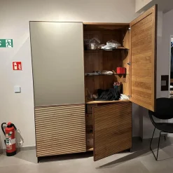 Scholtissek Vitrinen & Highboards|Geschirrschrank Tratum Front Floatglas Platin Matt Grau Korpus Asteiche