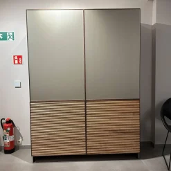 Scholtissek Vitrinen & Highboards|Geschirrschrank Tratum Front Floatglas Platin Matt Grau Korpus Asteiche