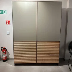 Scholtissek Vitrinen & Highboards|Geschirrschrank Tratum Front Floatglas Platin Matt Grau Korpus Asteiche