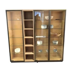 Leicht Küchen Vitrinen & Highboards|Glashochschrank Vero Korpus Alpineiche Natur Front Glas Inklusive LED Beleuchtung Steuerbar