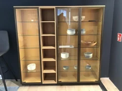 Leicht Küchen Vitrinen & Highboards|Glashochschrank Vero Korpus Alpineiche Natur Front Glas Inklusive LED Beleuchtung Steuerbar